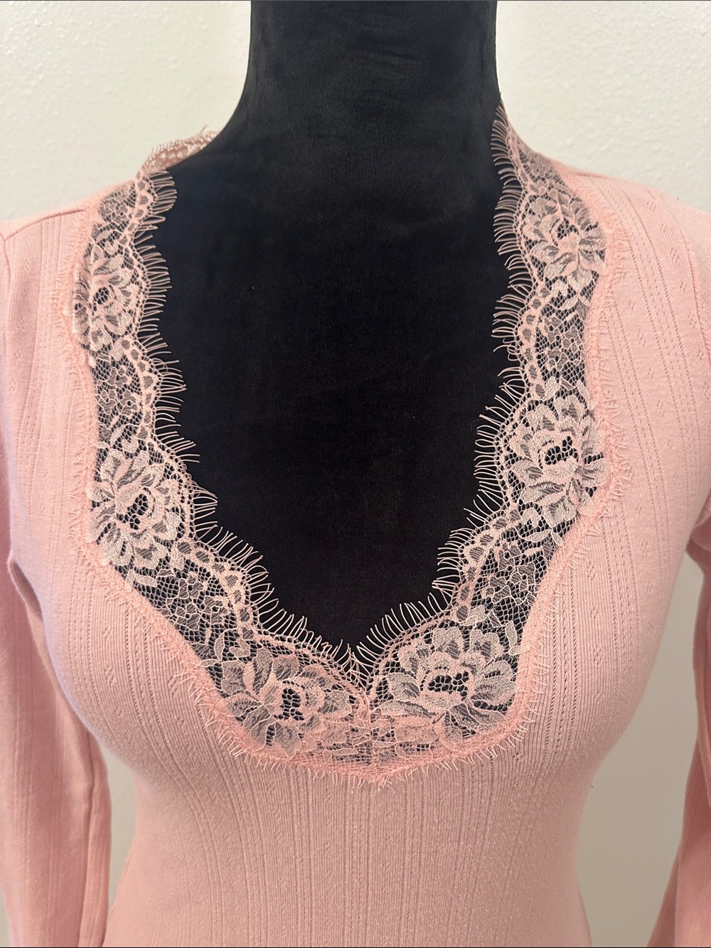 Victoria's Secret Pink Lace-Trim Long Sleeve Tee - Picture 3 of 8